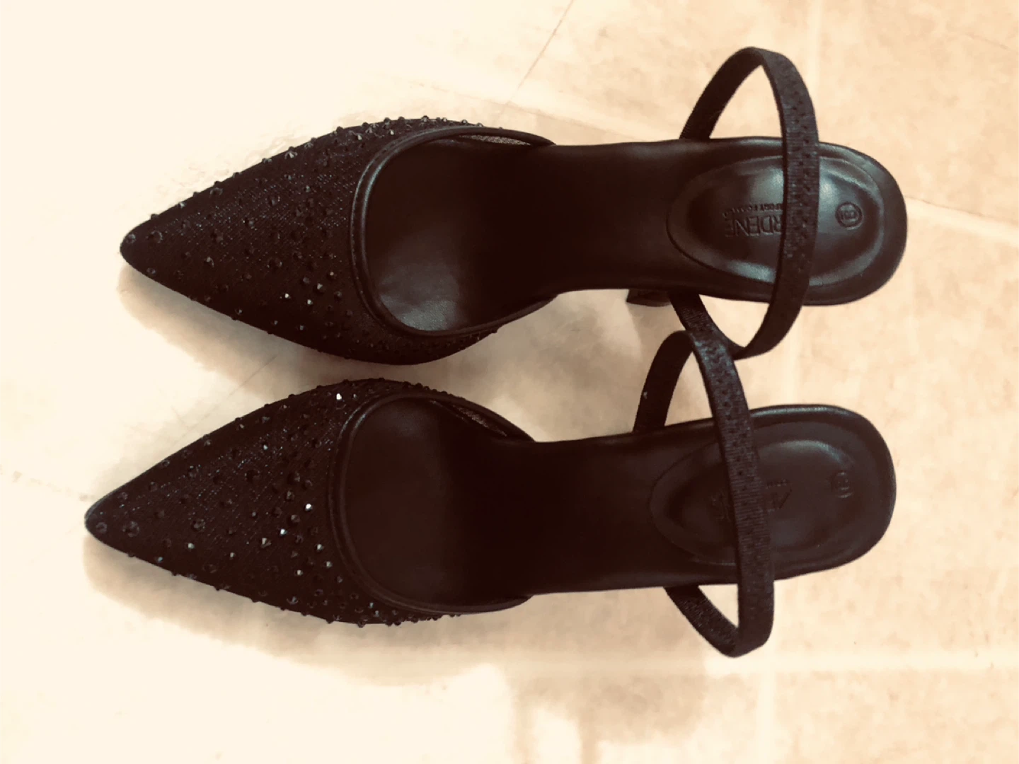 🏆 Black Embellished Stiletto Heels Size 9 - photo 2