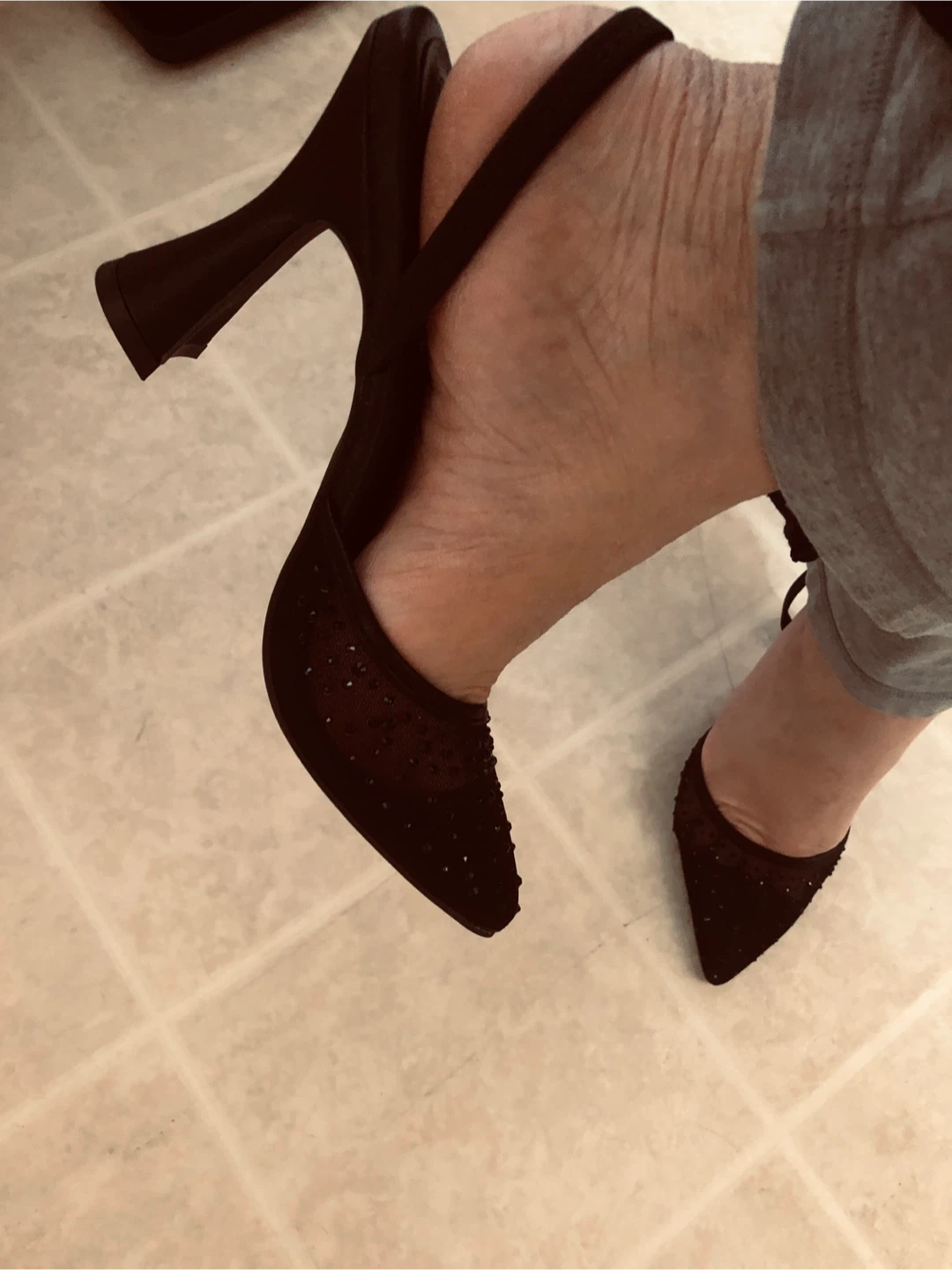 🏆 Black Embellished Stiletto Heels Size 9