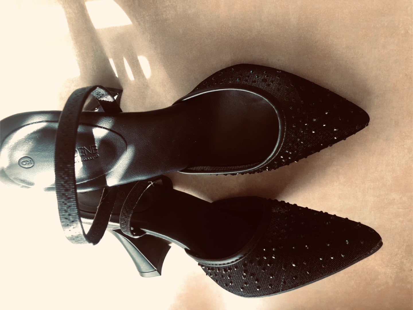 🏆 Black Embellished Stiletto Heels Size 9 - photo 5