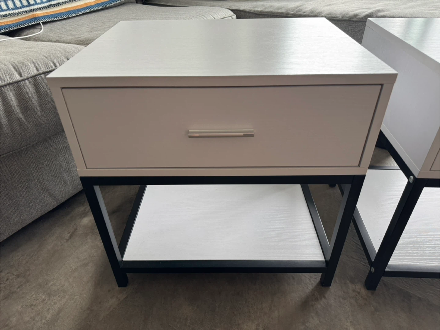 Black and White Nightstands with Drawer and Shelf (Set of 2) - photo 5