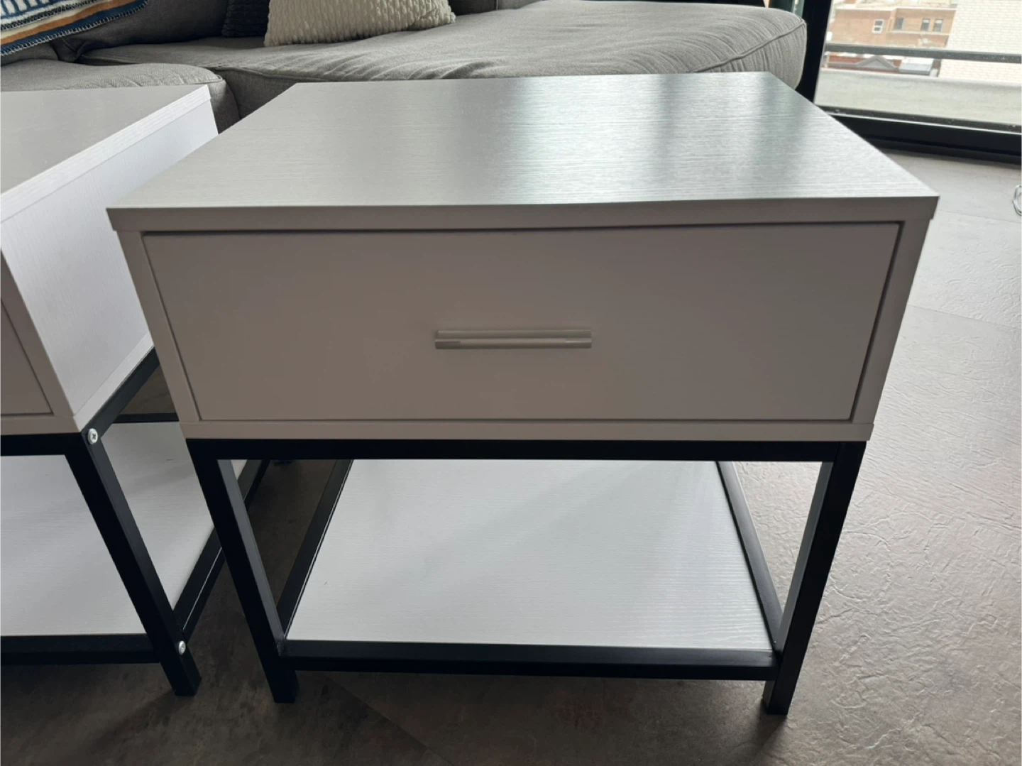 Black and White Nightstands with Drawer and Shelf (Set of 2) - photo 4
