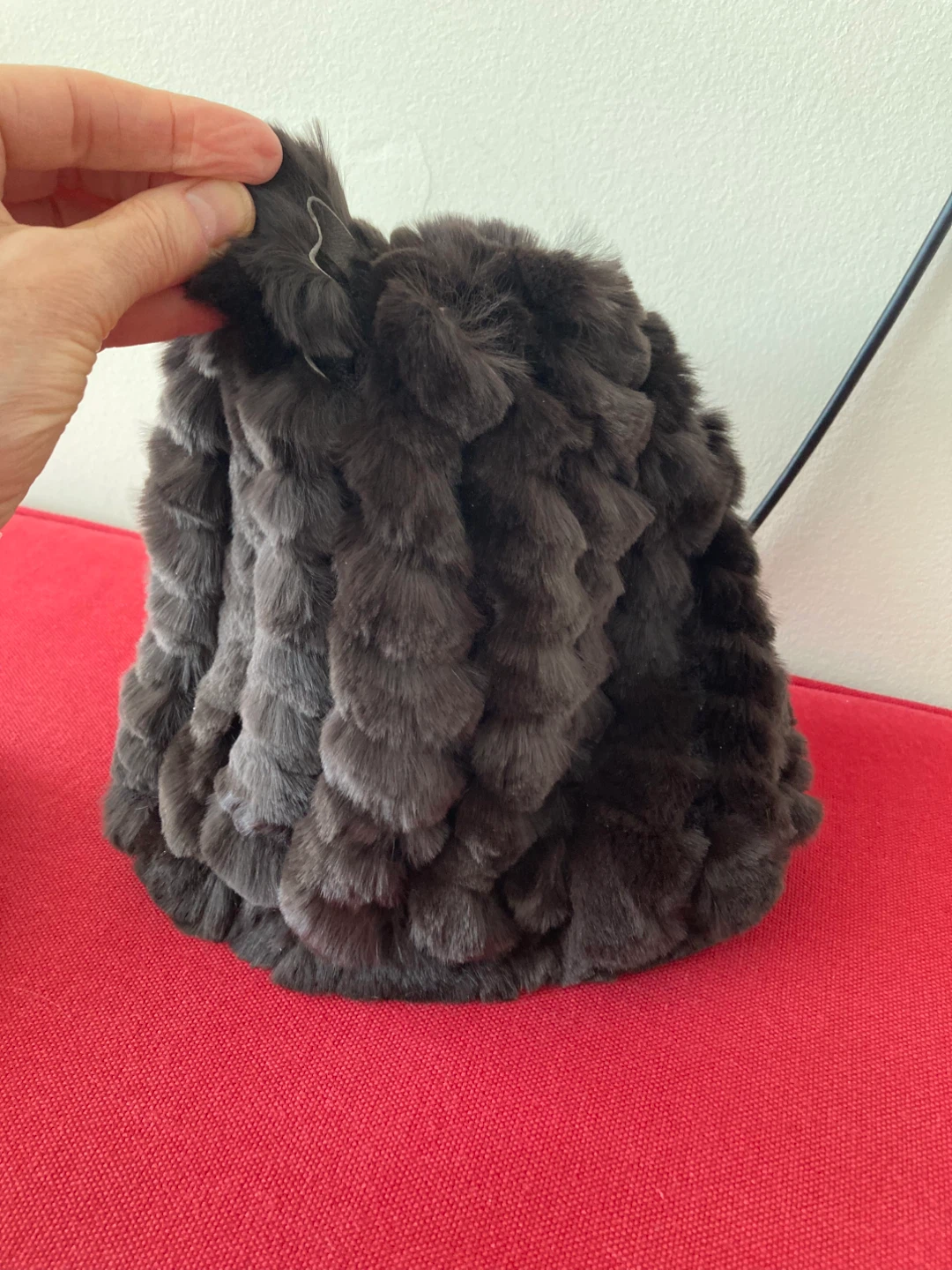 Rabbit Fur hat with knitted lining
