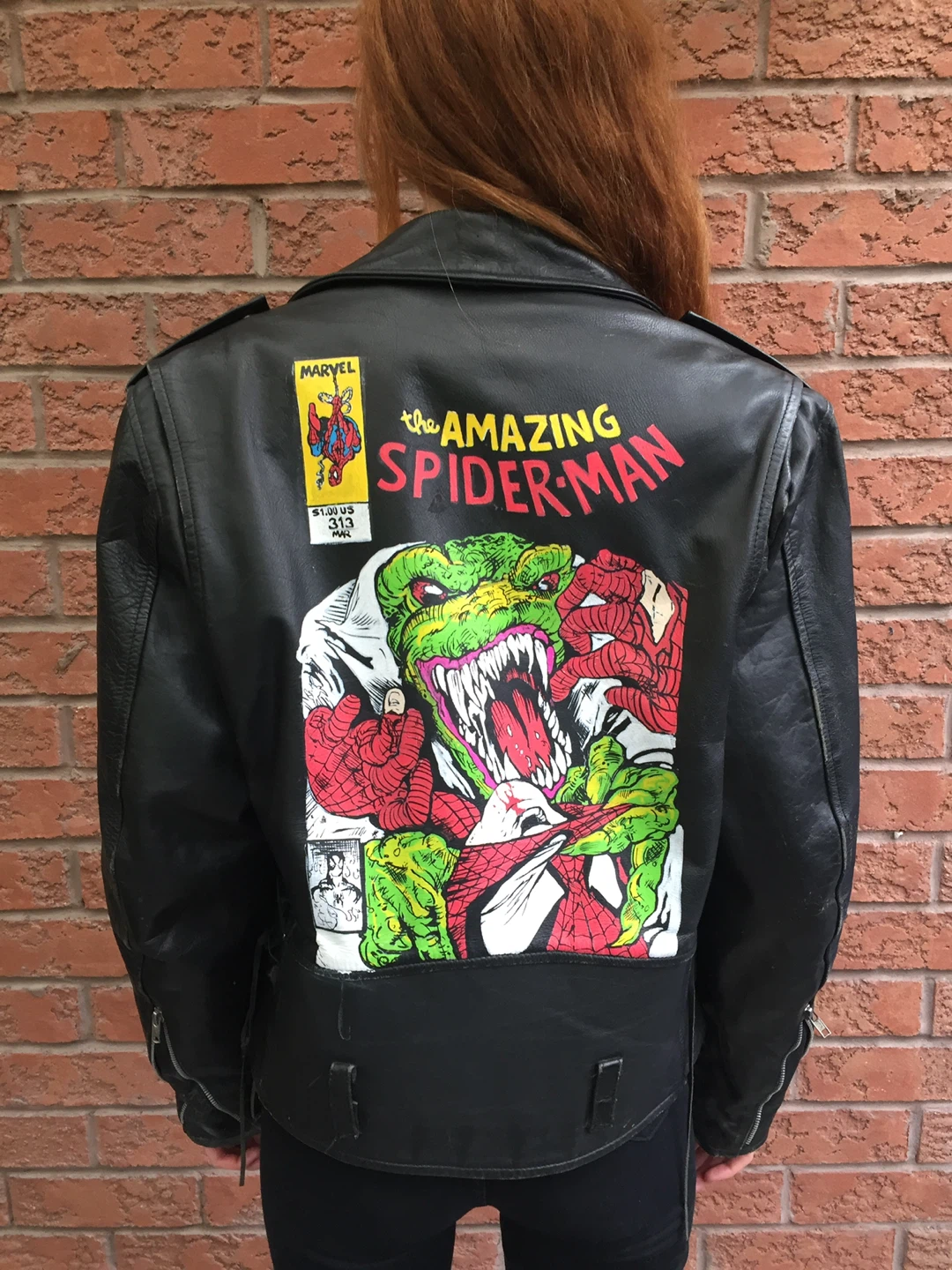 Vintage The Amazing Spider-Man Leather Motorcycle Jacket