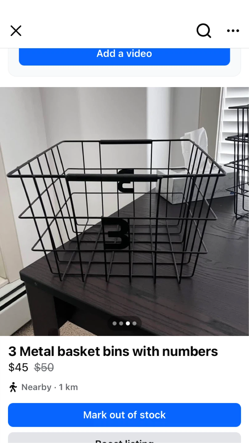 Set of 3 Black Metal Basket Bins with Numbers - photo 3