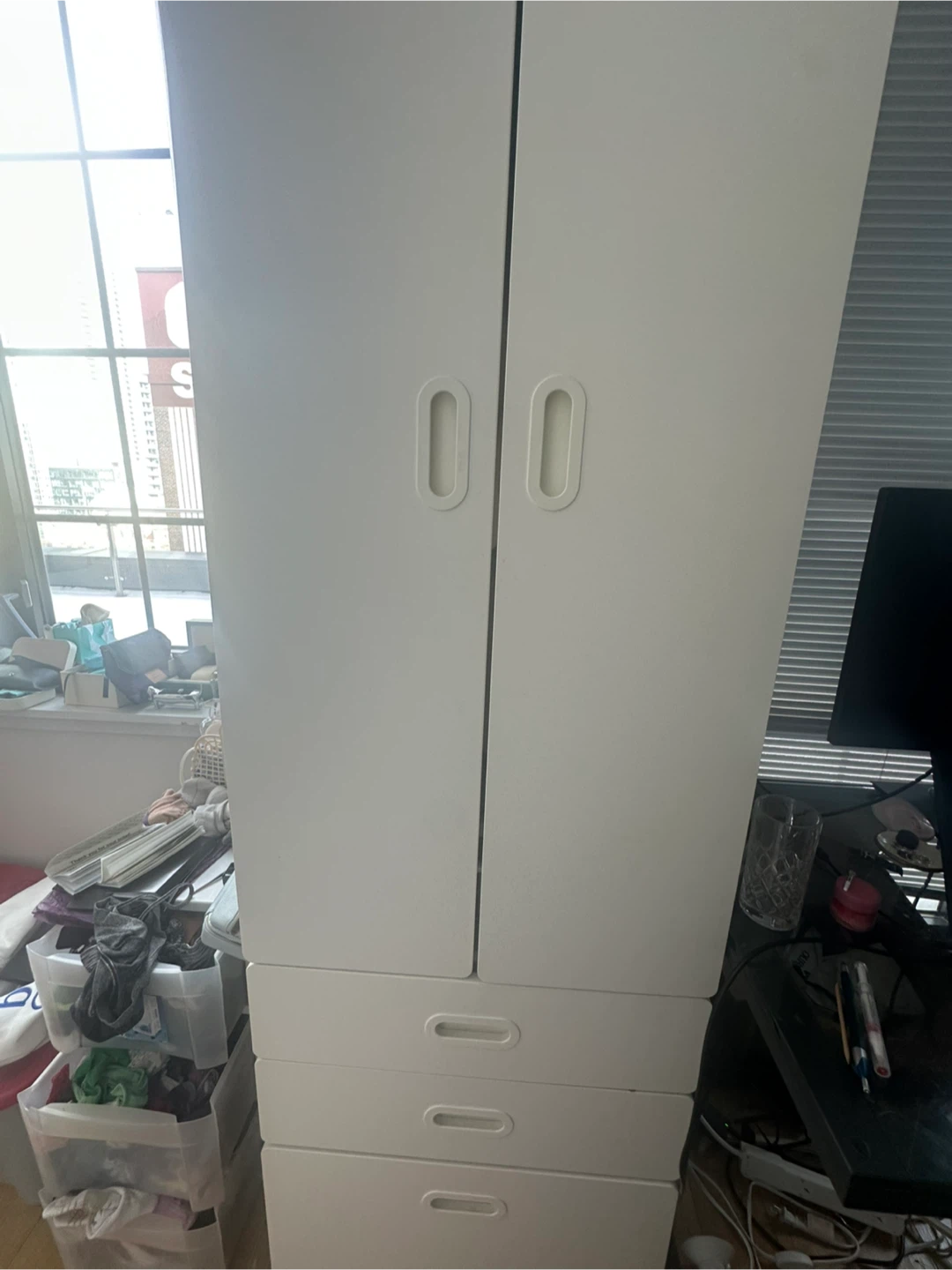 White Double Door Wardrobe with Drawers