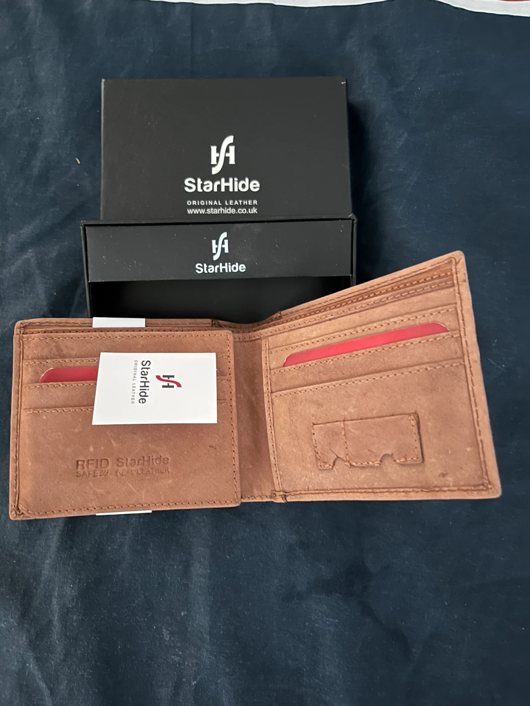 New StarHide Original Leather Bi-fold Wallet - Brown - photo 2