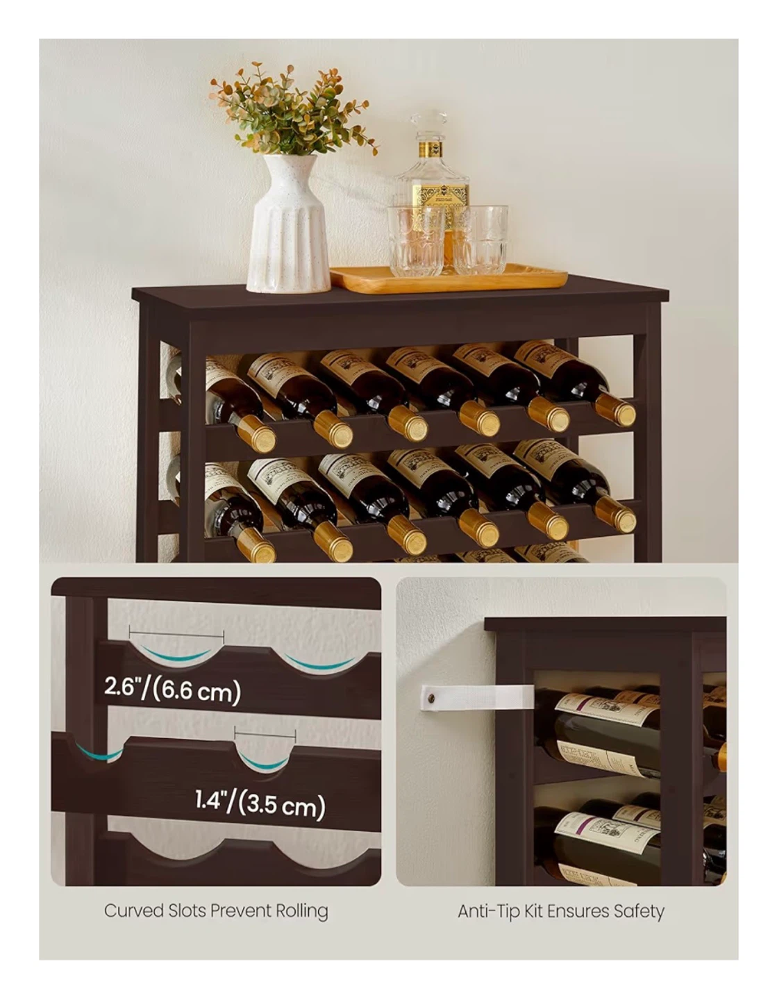 SONGMICS 42-Bottle Floor Wine Rack - Espresso - photo 4