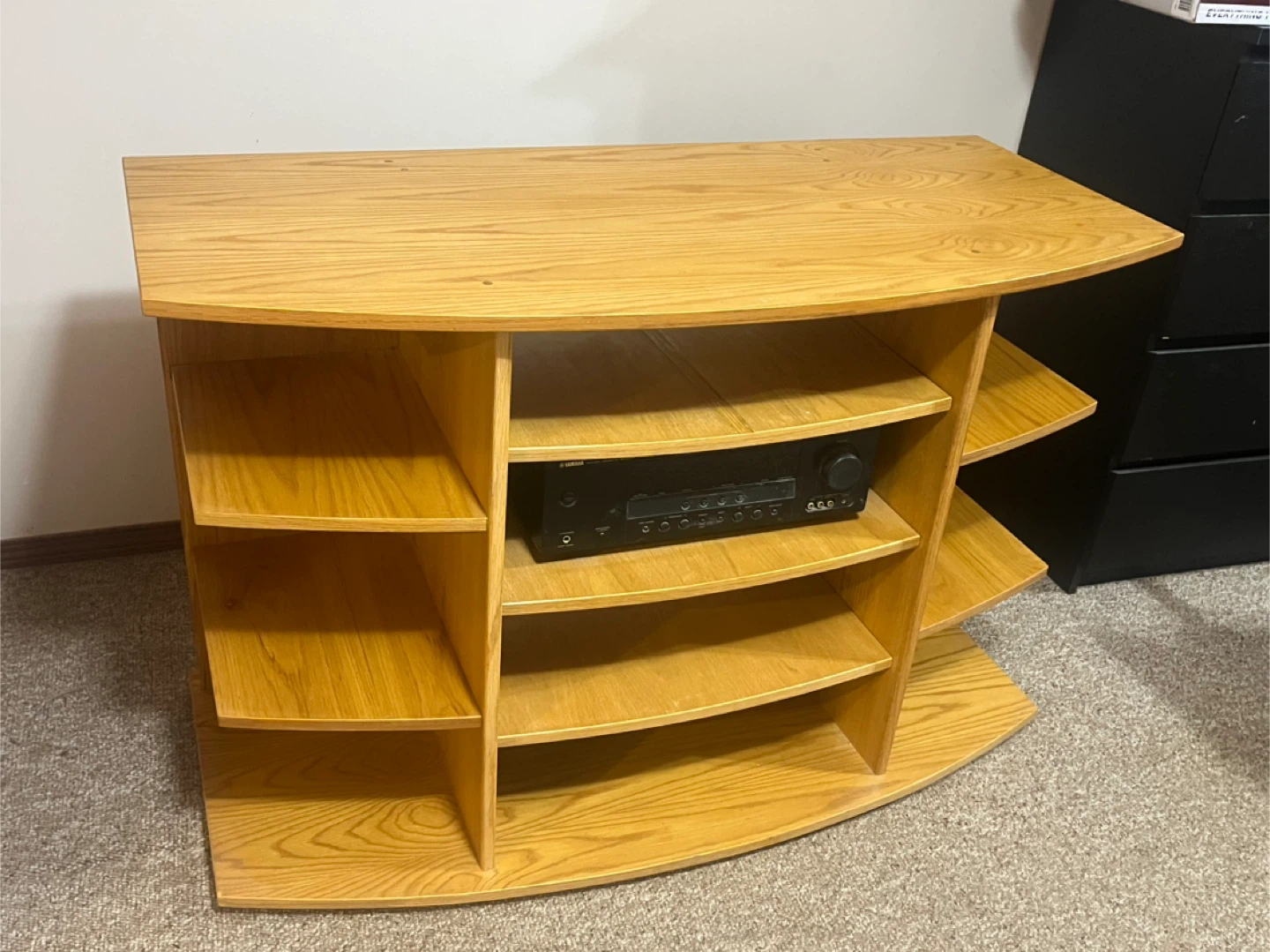 Wooden Media Console with Shelves - photo 5