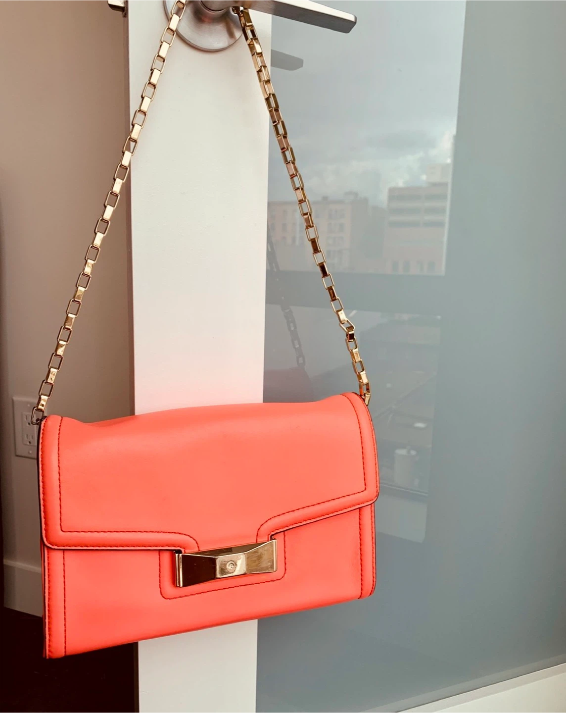 Kate Spade Coral Shoulder Bag with Gold Chain