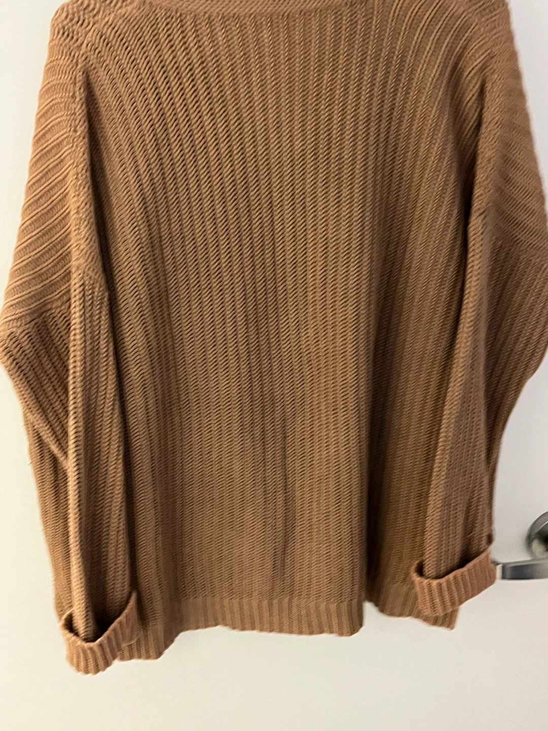 *Lauren -Brown *100% Cotton Cable Knit V-Neck Sweater - photo 2