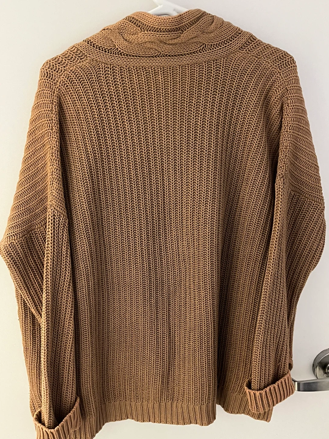 *Lauren -Brown *100% Cotton Cable Knit V-Neck Sweater - photo 3