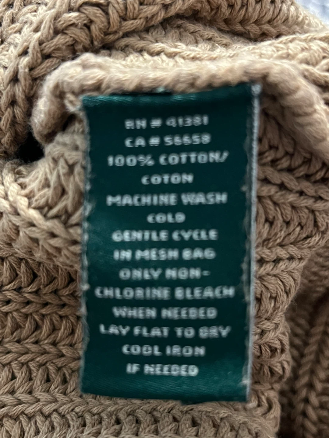 *Lauren -Brown *100% Cotton Cable Knit V-Neck Sweater - photo 4