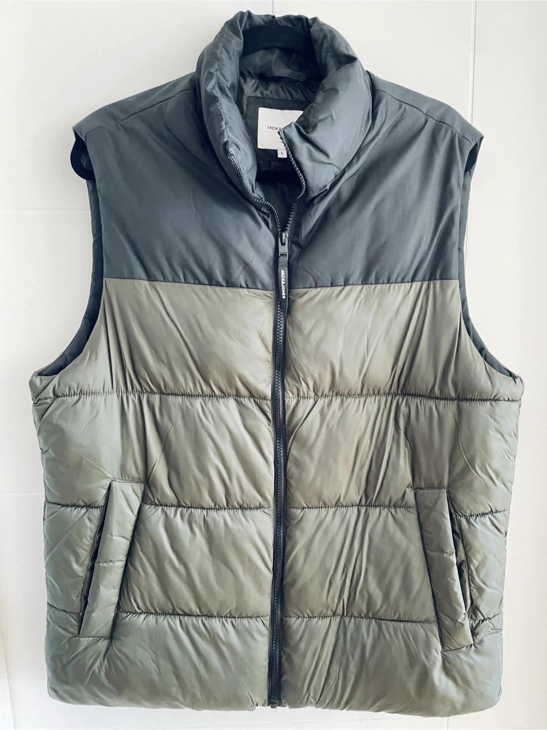Jack & Jones Puffer Vest - Green/Black - Size L