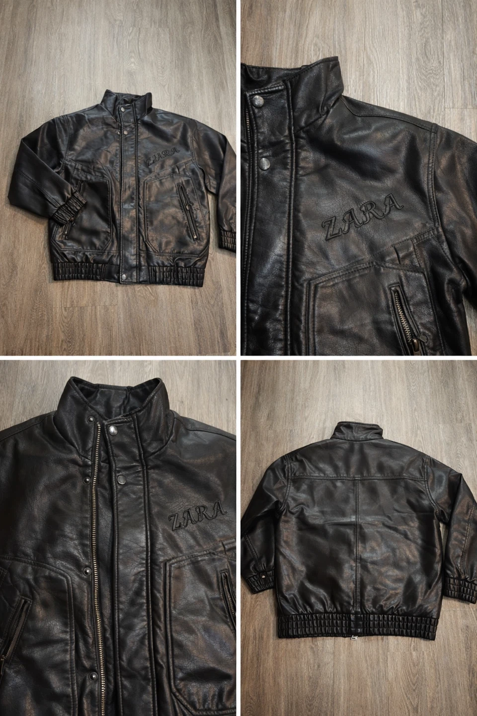 Zara Black Faux Leather Bomber Jacket - photo 3