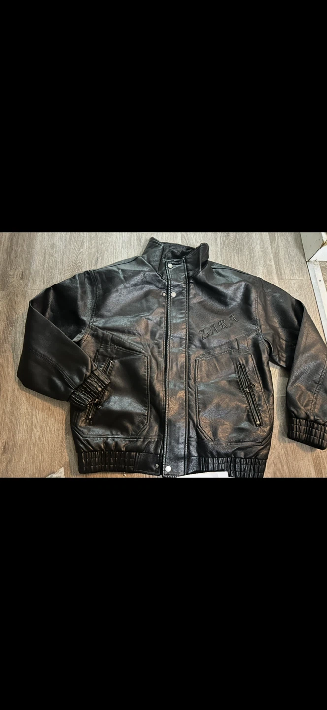 Zara Black Faux Leather Bomber Jacket - photo 2