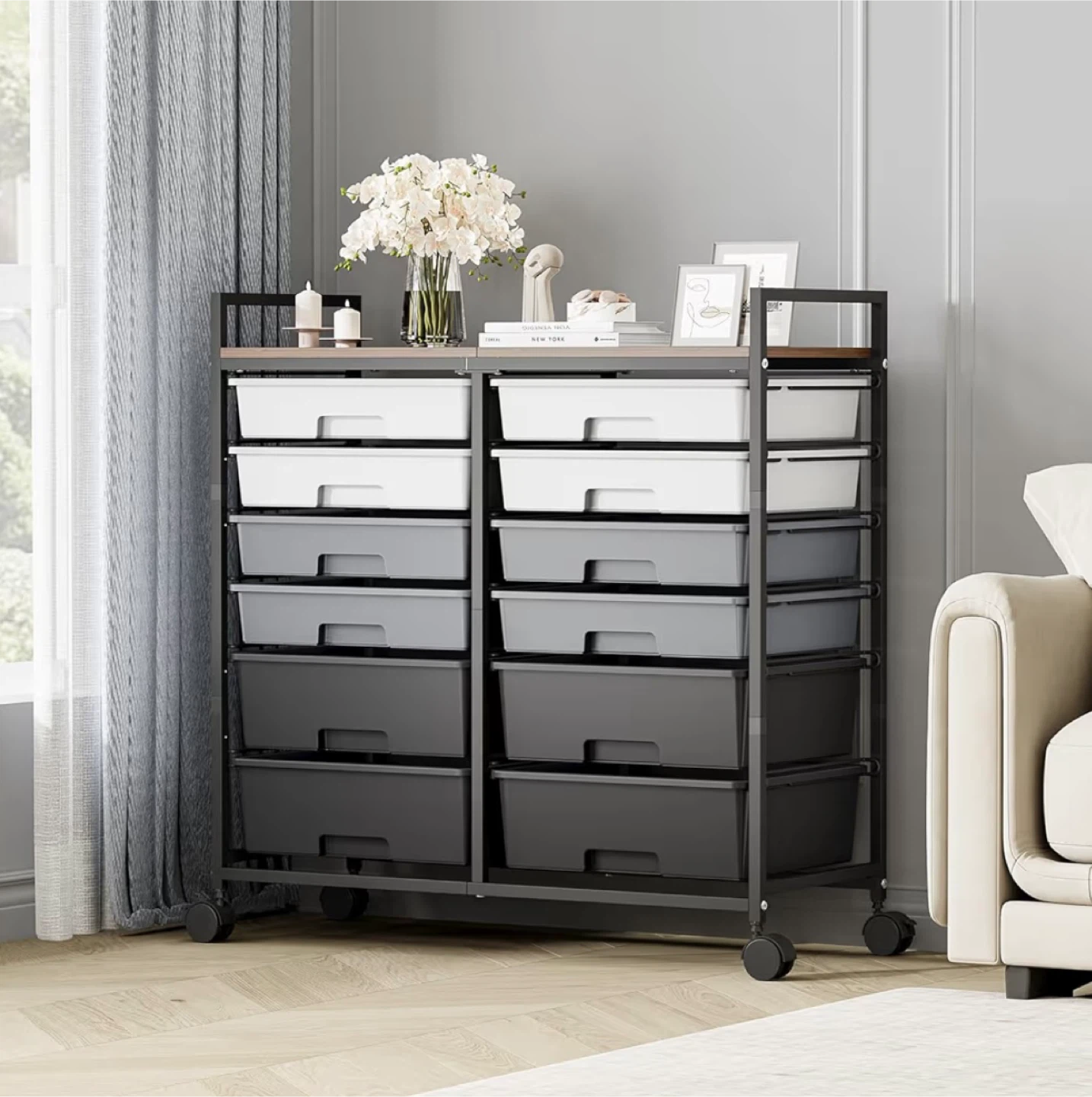 Rolling Storage Cart with 12 Drawers - photo 2