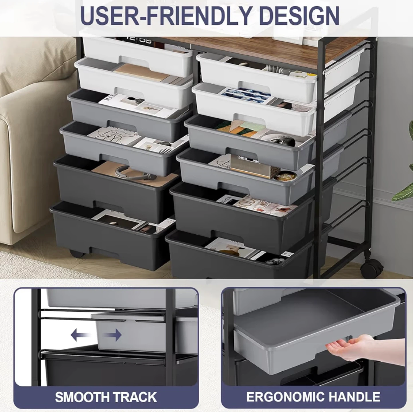 Rolling Storage Cart with 12 Drawers - photo 4