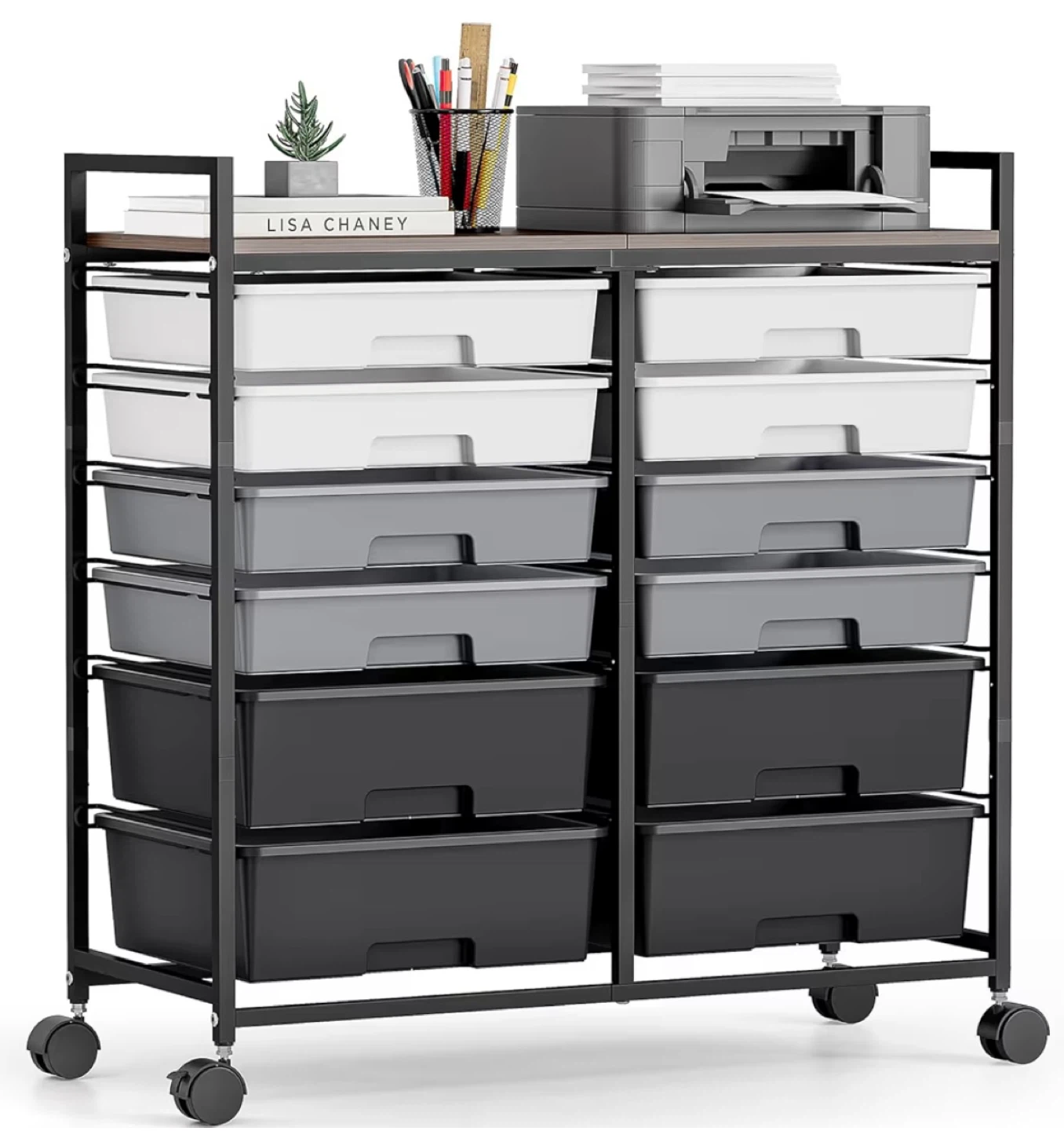 Rolling Storage Cart with 12 Drawers