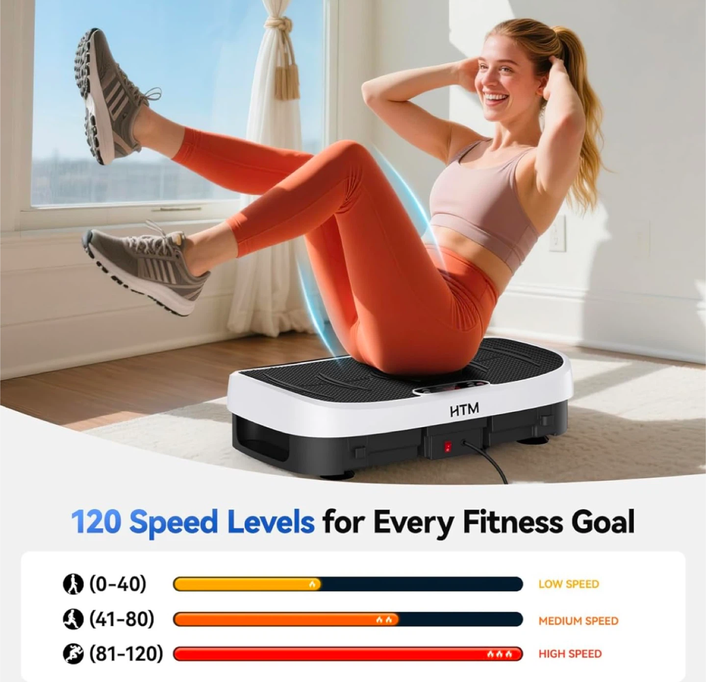 HTM Vibration Plate Machine with Resistance Bands and Remote - photo 4