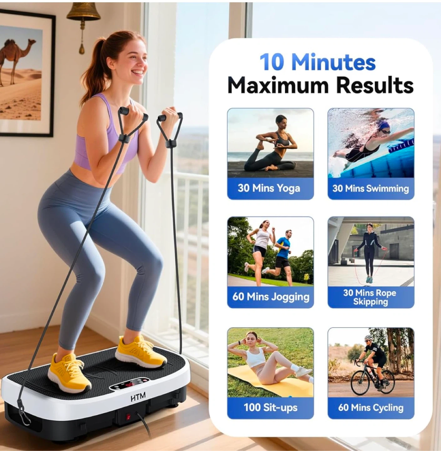 HTM Vibration Plate Machine with Resistance Bands and Remote - photo 3