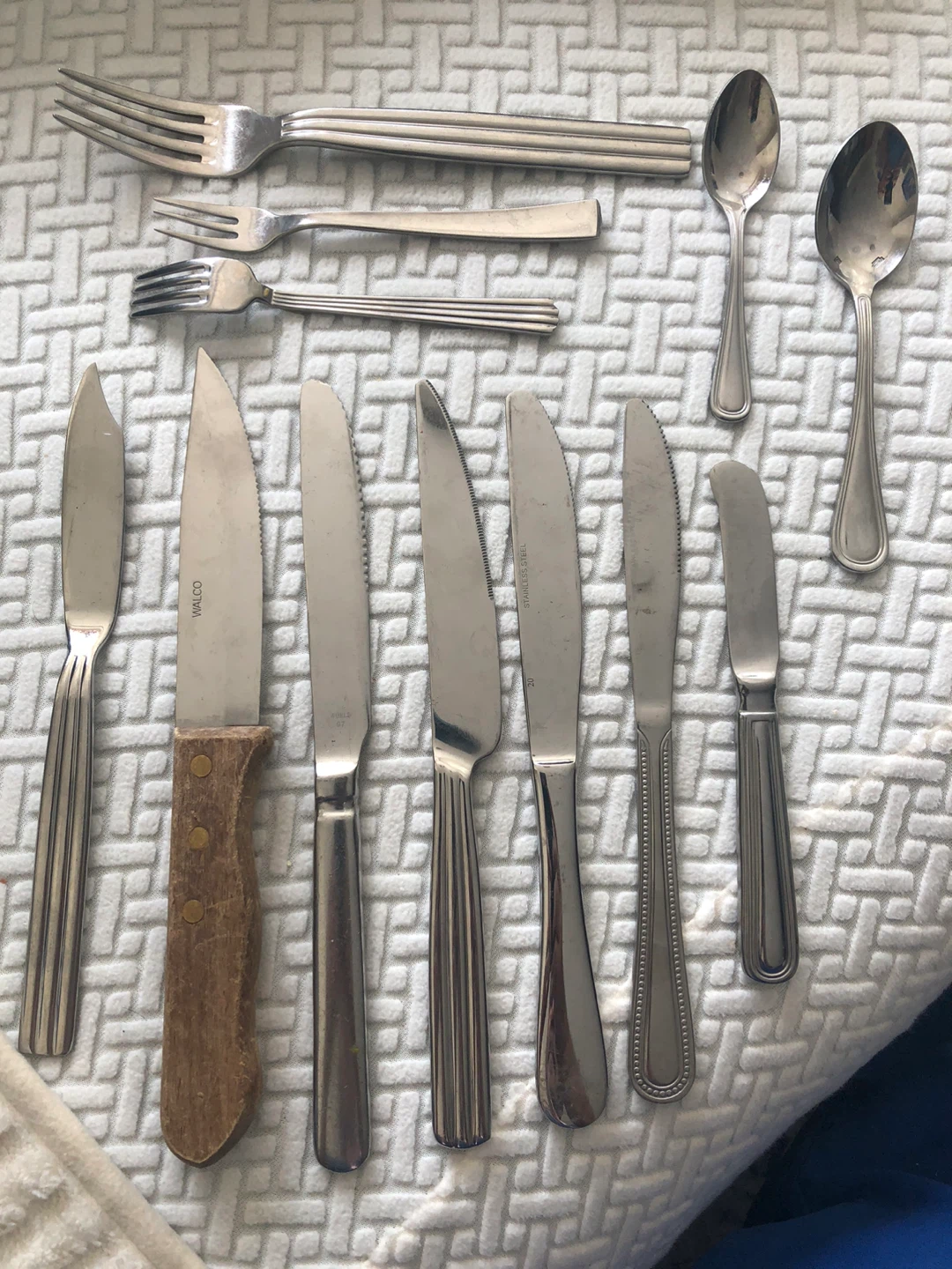 Mixed Lot of Stainless Steel Flatware - Forks, Knives, Spoons