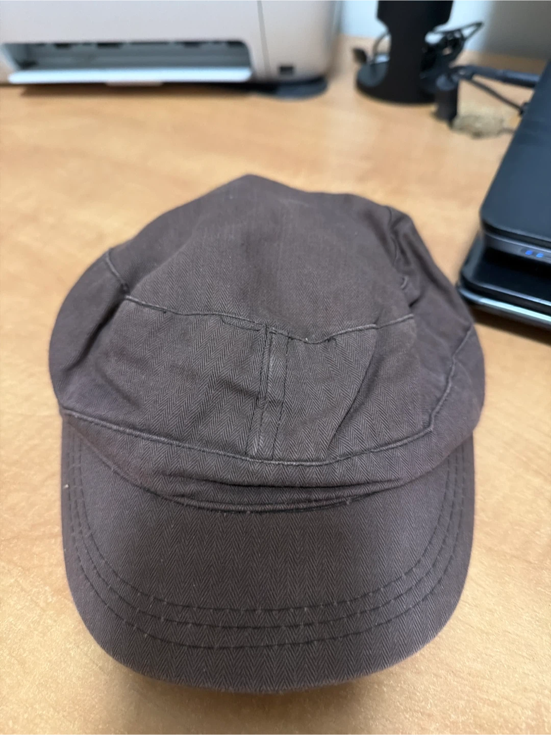 Brown Herringbone Twill Cap