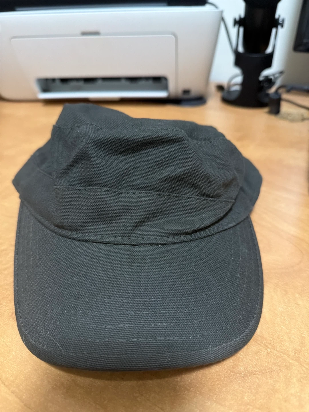 Black Cotton Military Style Cap