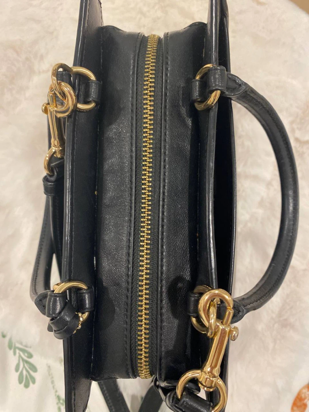 Coach Black Leather Top Handle Bag with Lock Charm - photo 3