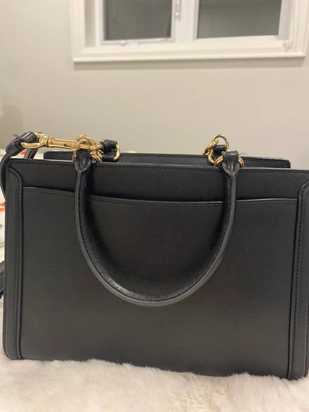 Coach Black Leather Top Handle Bag with Lock Charm - photo 2
