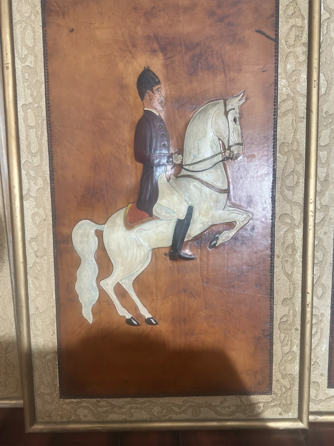 5 piece Vintage Embossed Leather wall art by CLAUD TAFT - photo 4