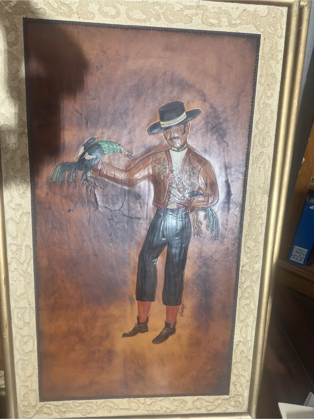 5 piece Vintage Embossed Leather wall art by CLAUD TAFT - photo 3