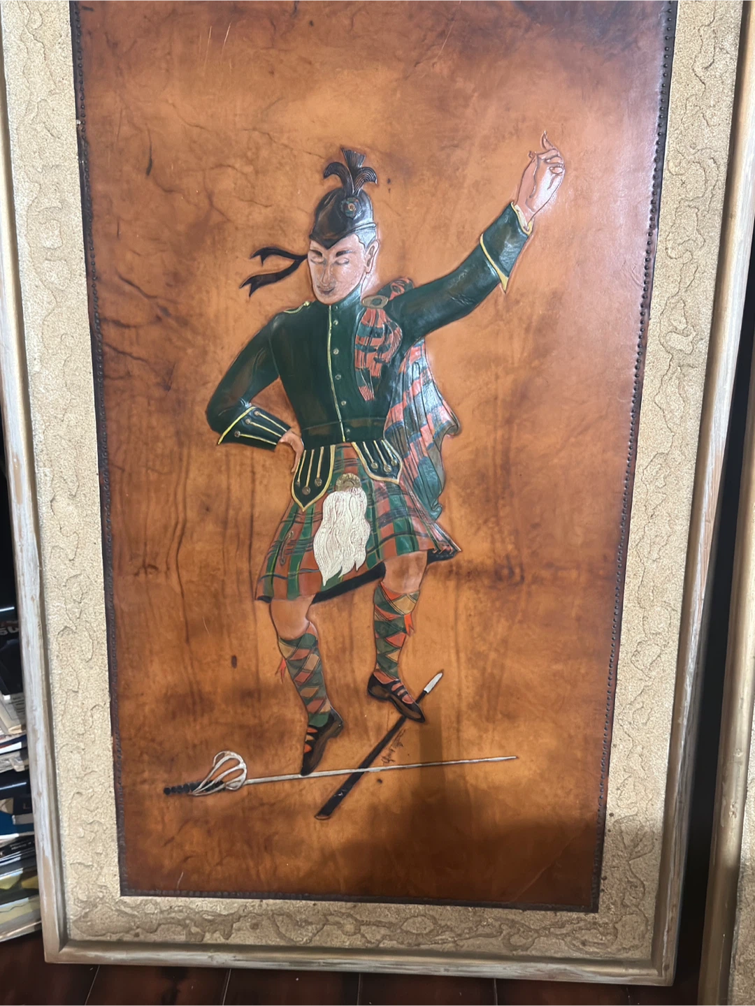 5 piece Vintage Embossed Leather wall art by CLAUD TAFT - photo 5