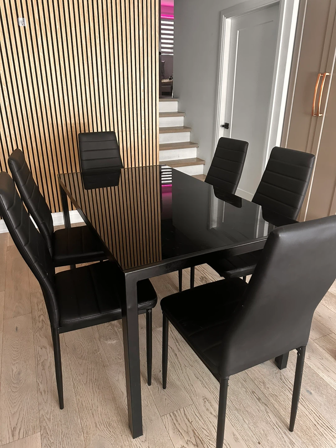 Black Dining Table and 6 Chairs Set - photo 2
