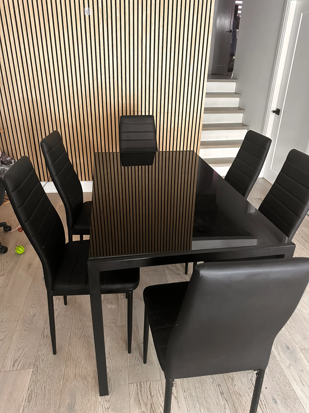 Black Dining Table and 6 Chairs Set