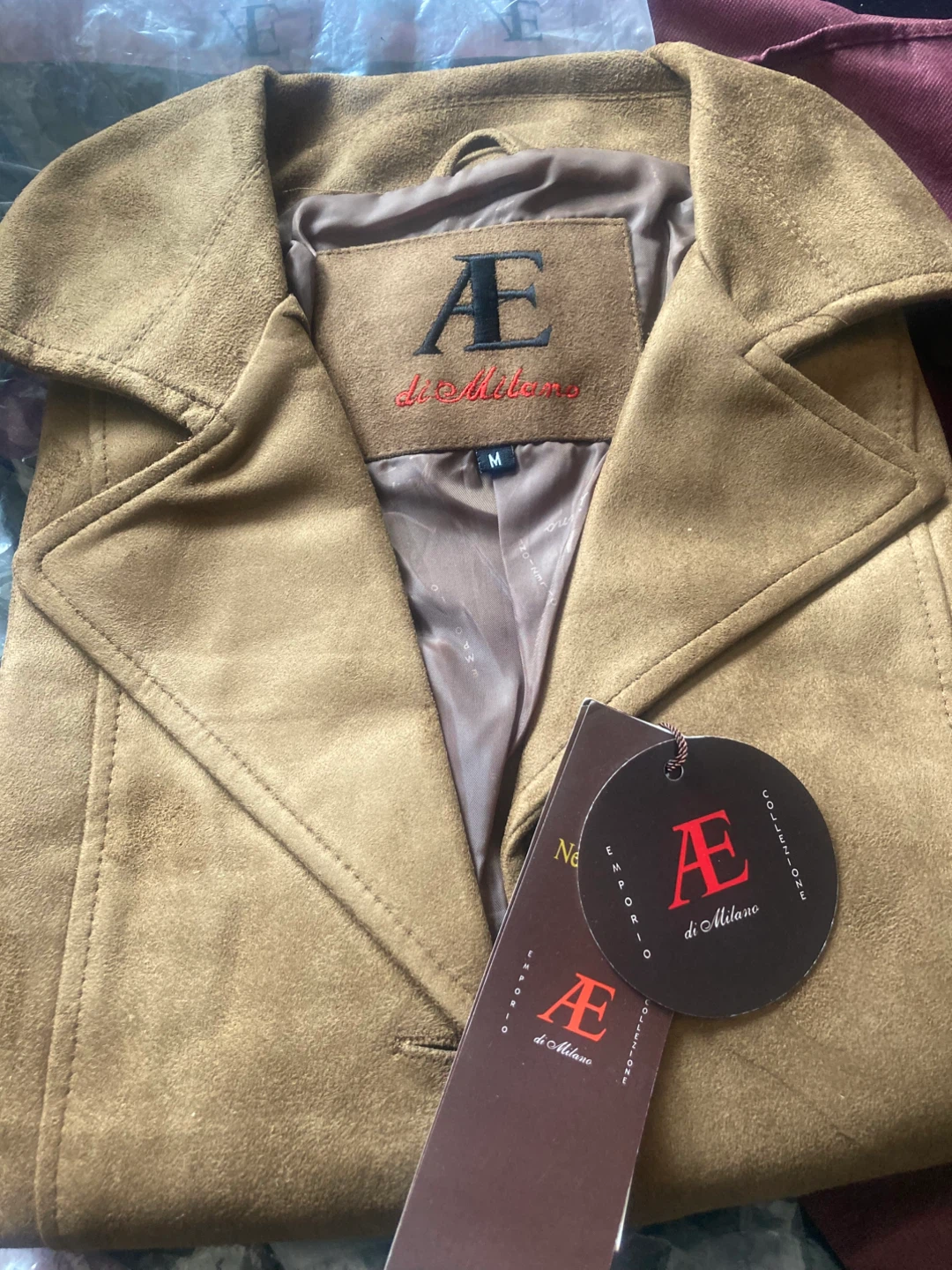 AE di Milano Suede Jacket - Tan, Size M