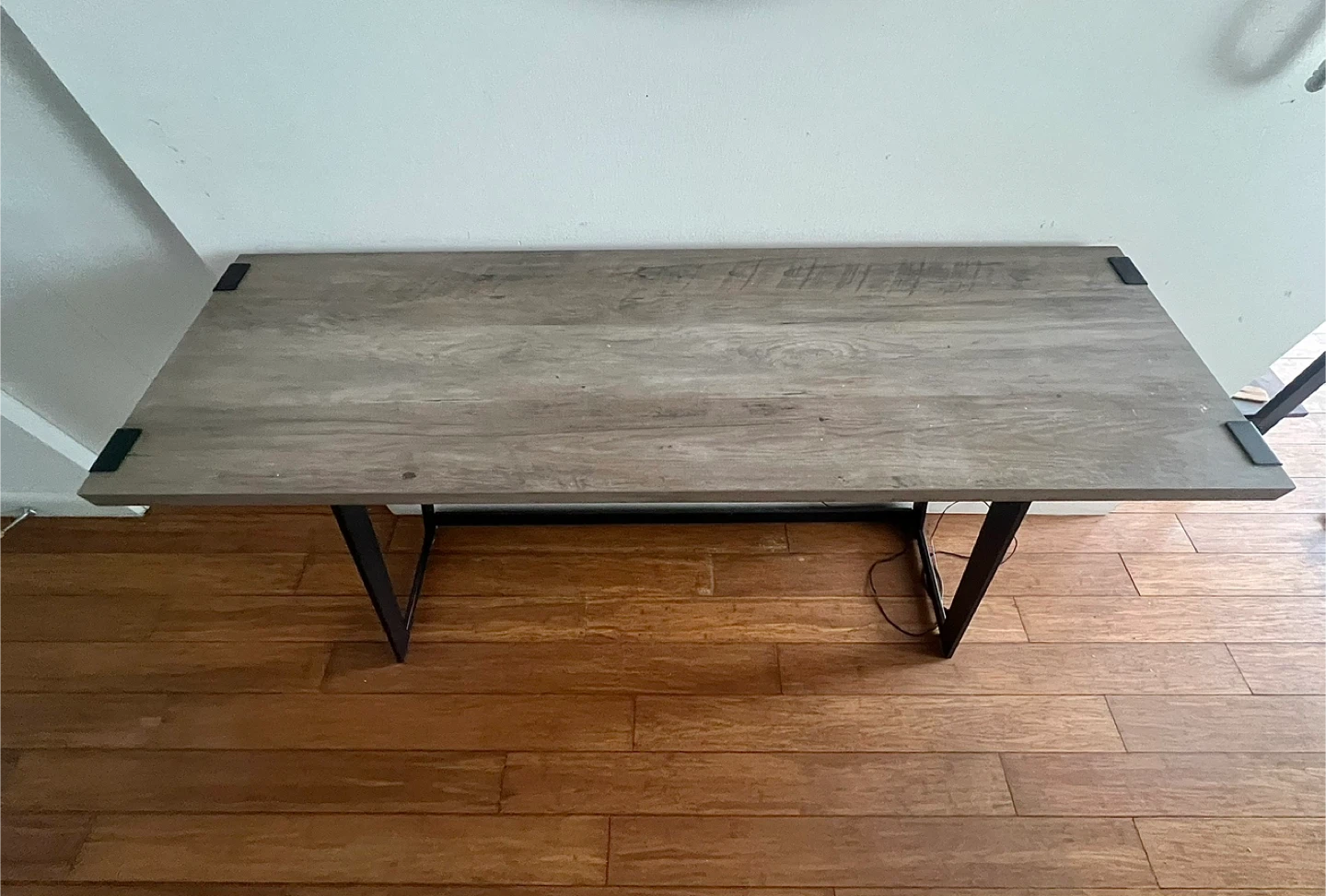 Console table, gray walnut and gunmetal, mid-century modern - photo 2