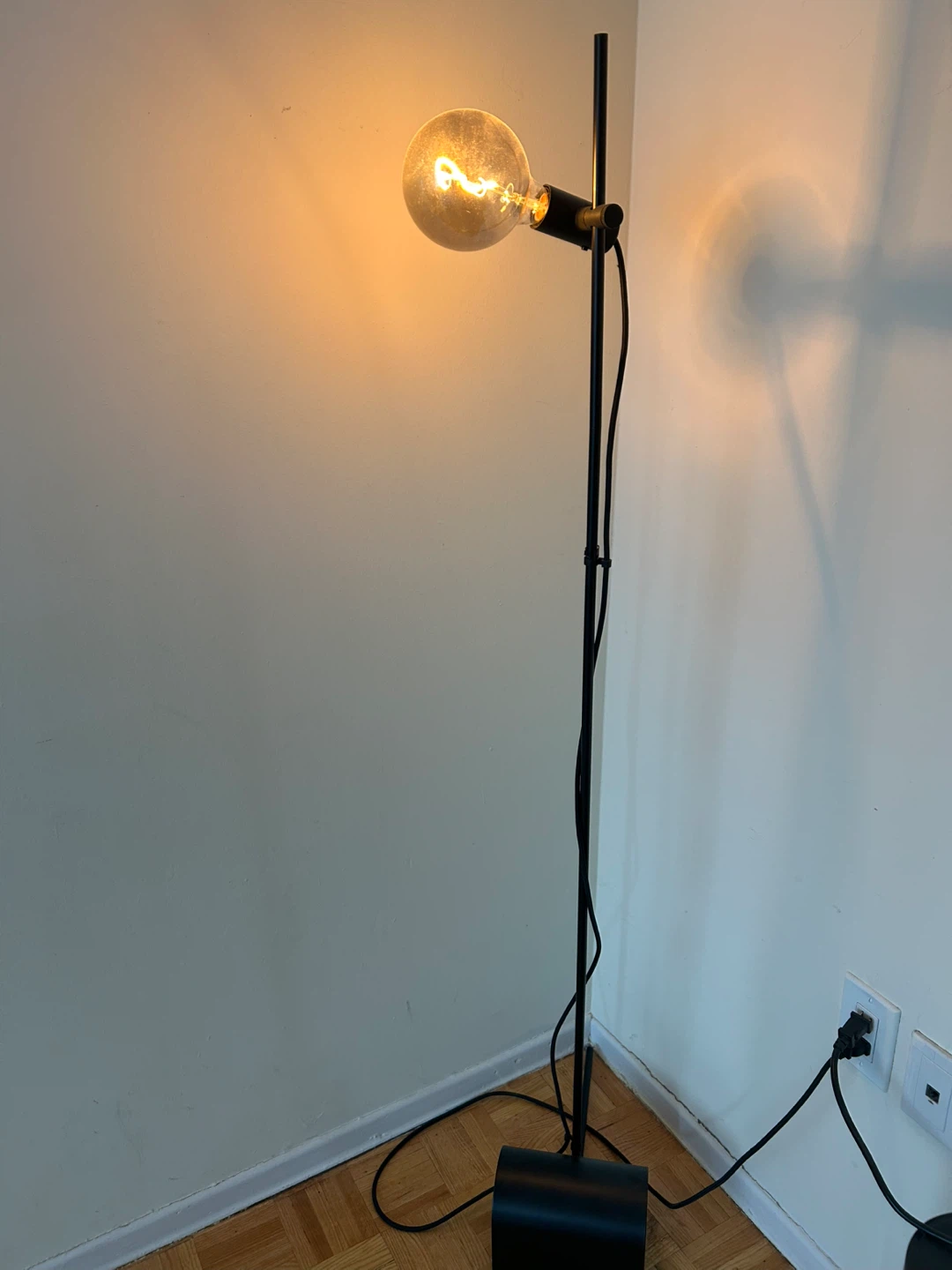 Black Floor Lamp with Edison Bulb