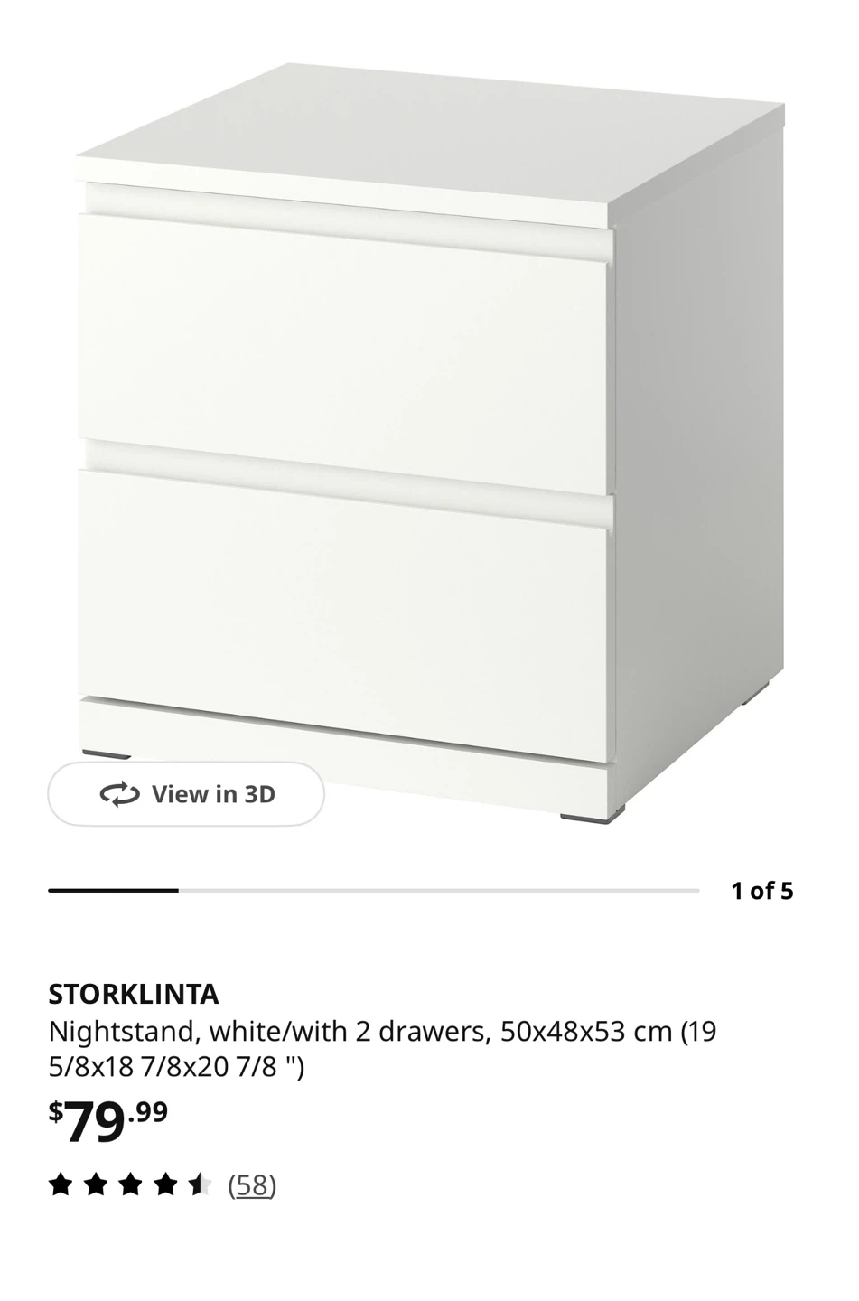 IKEA STORKLINTA Nightstand White - photo 4