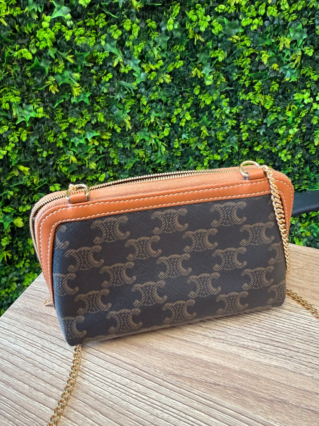 Celine Triomphe Canvas Small Pouch with Chain - photo 3