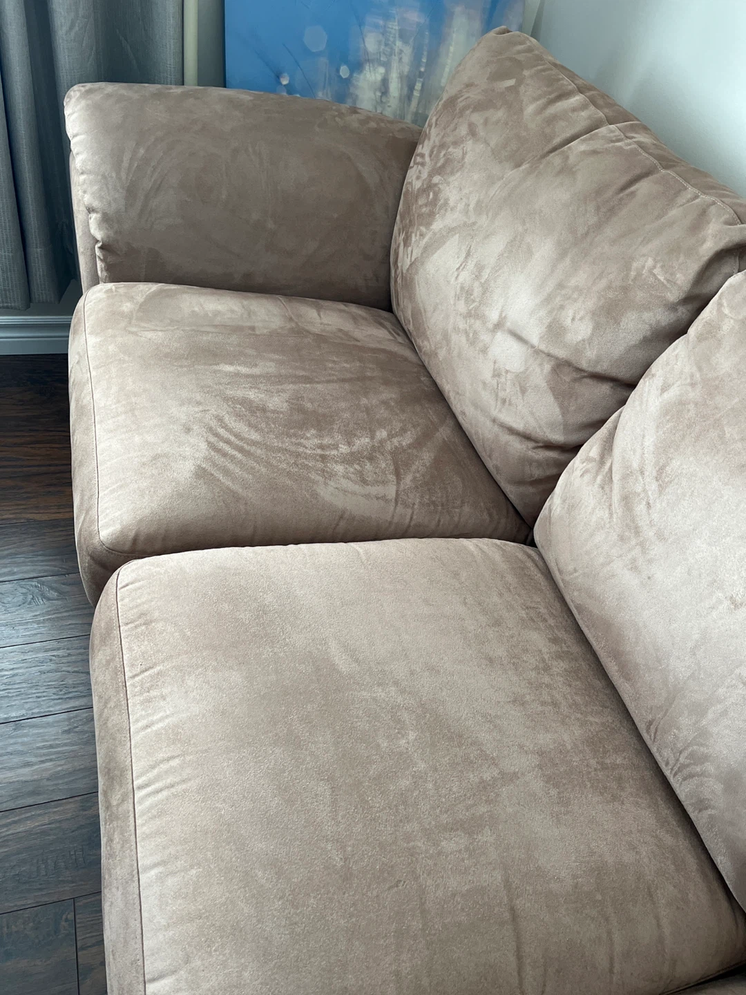 3-Seater Tan Suede Sofa - photo 2