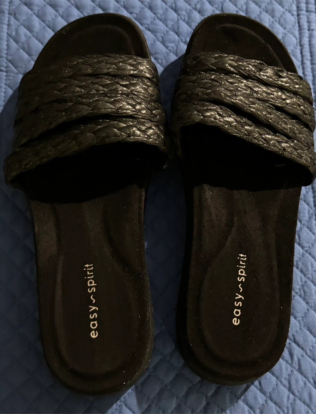 NEW $5 Easy Spirit Black Woven Slide Sandals Size 8