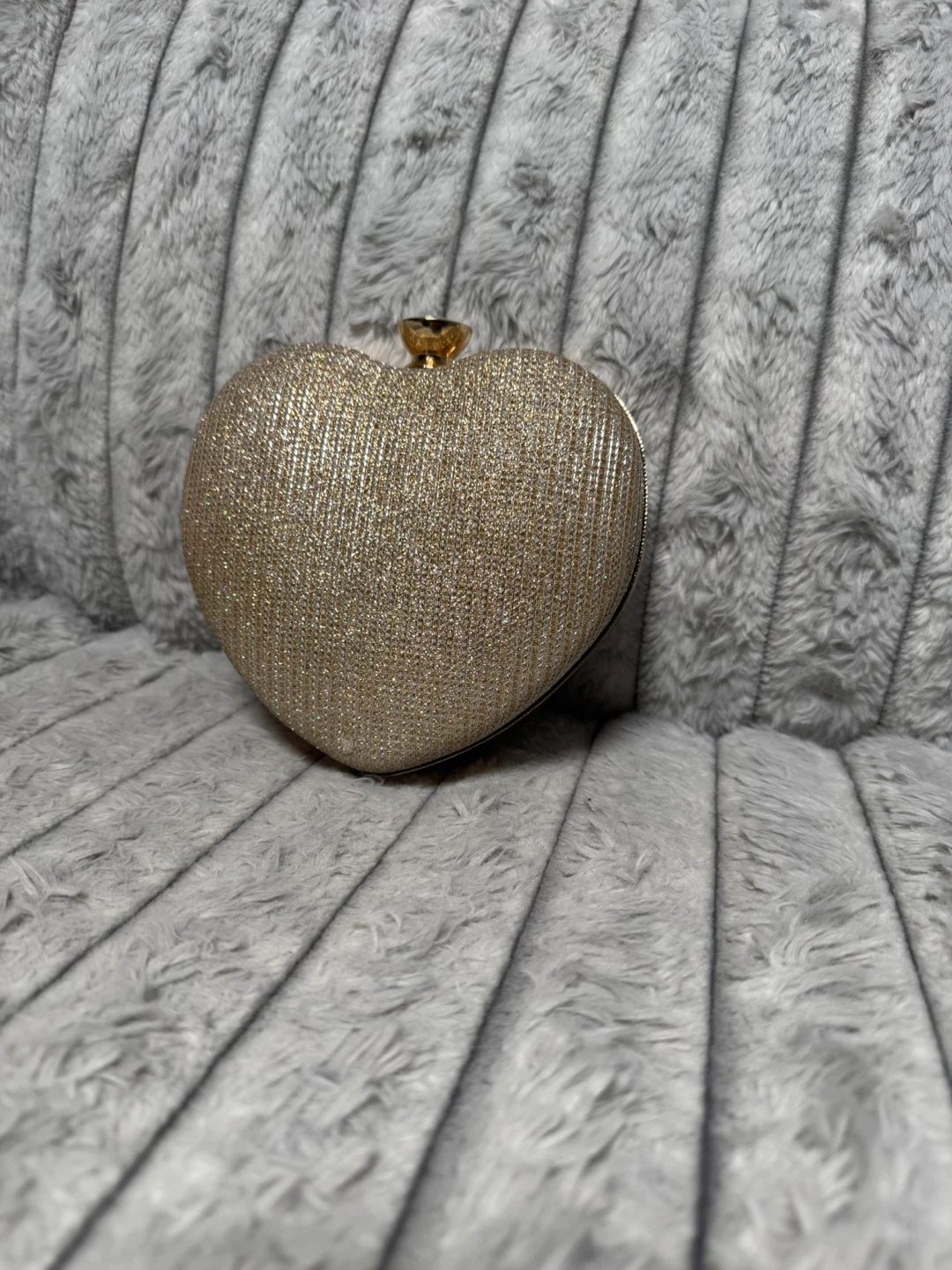 Gold Heart Clutch Evening Bag
