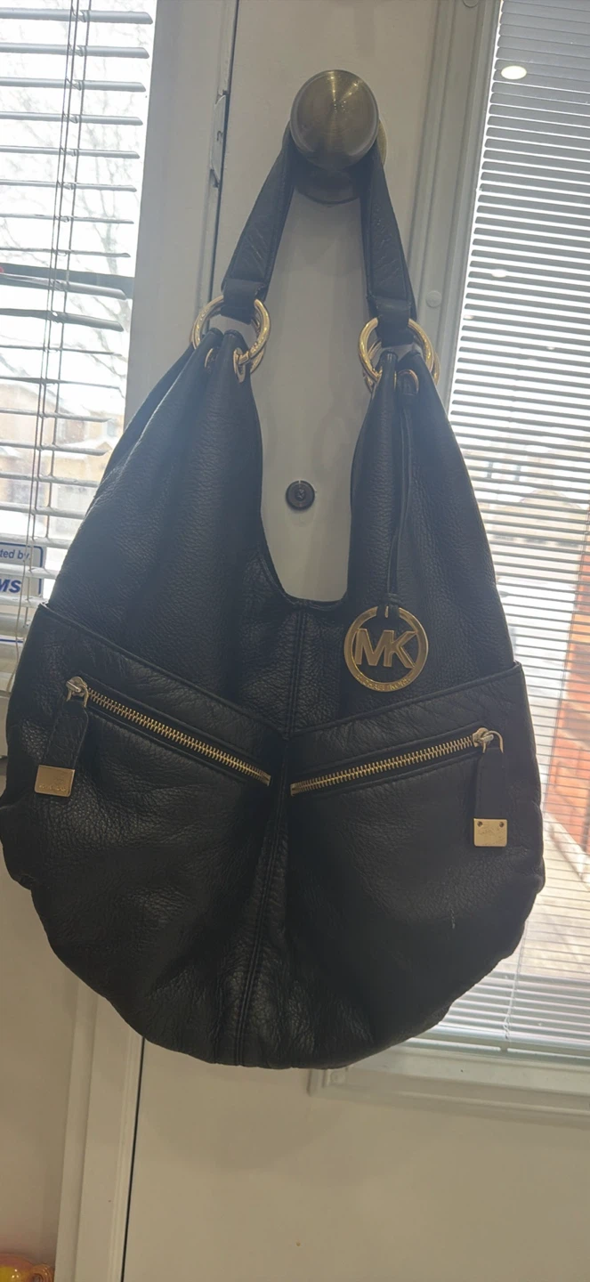 Michael Kors Black Leather Hobo Handbag