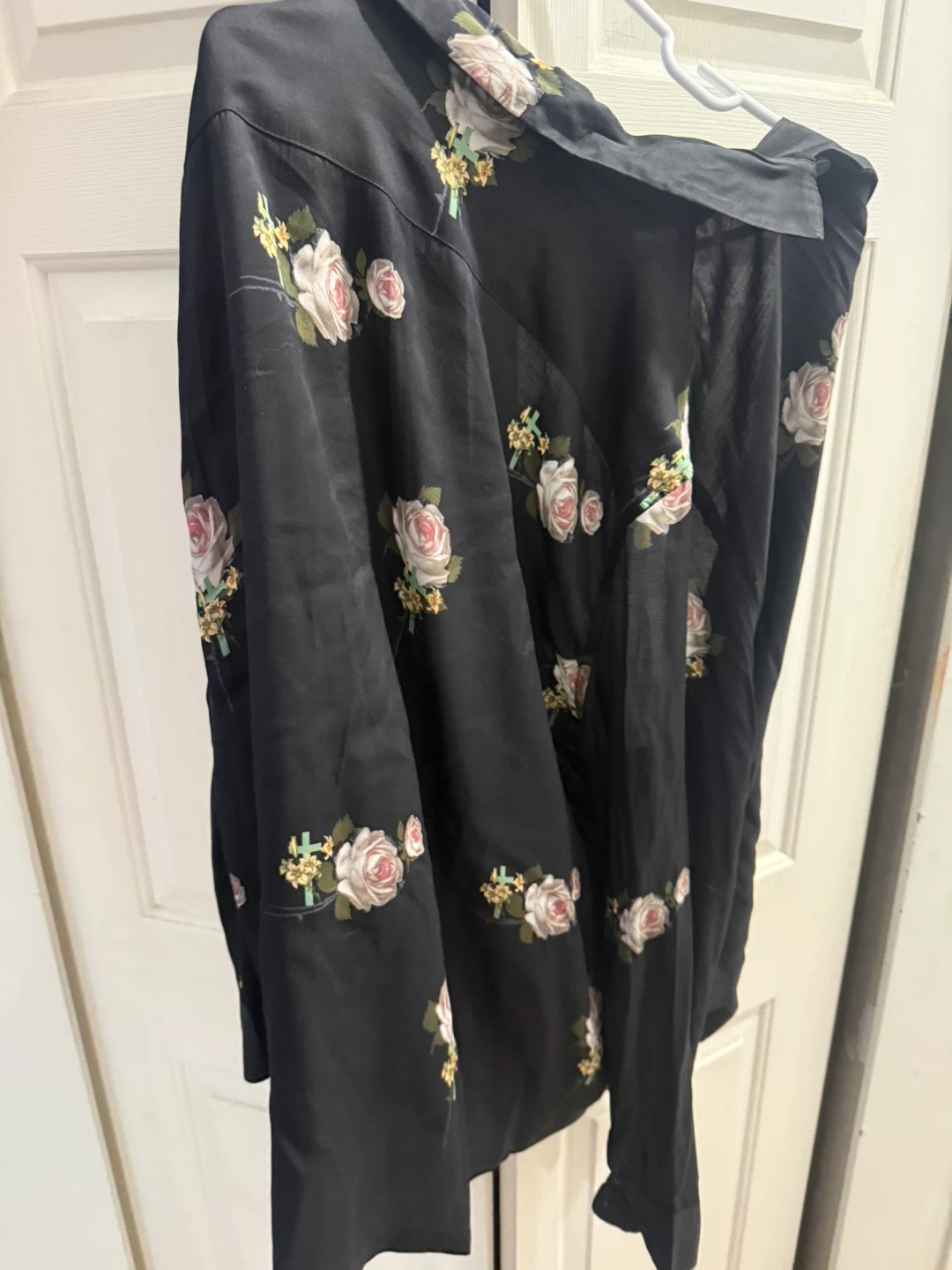 ALLSAINTS Black Floral Relaxed Fit Long Sleeve Shirt - Size L - photo 2