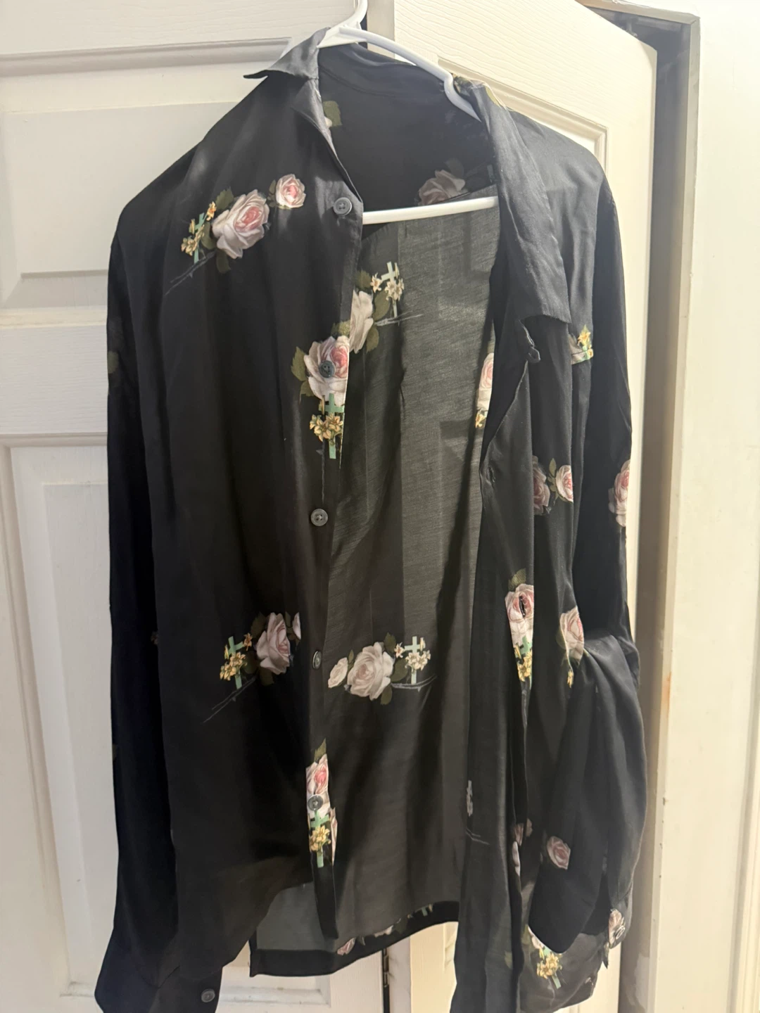 ALLSAINTS Black Floral Relaxed Fit Long Sleeve Shirt - Size L