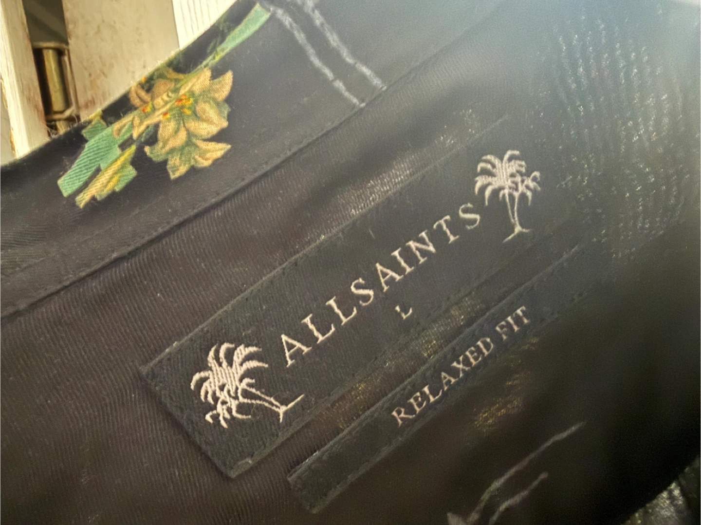 ALLSAINTS Black Floral Relaxed Fit Long Sleeve Shirt - Size L - photo 3