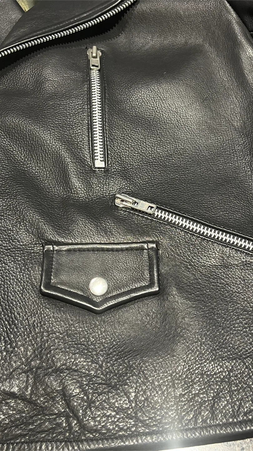 Topman Black Leather "Too Rare To Die" Biker Jacket Size S - photo 4