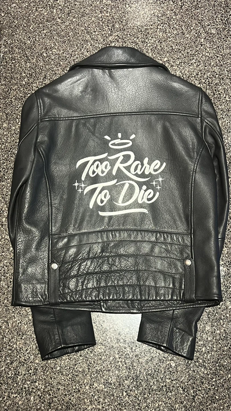 Topman Black Leather "Too Rare To Die" Biker Jacket Size S - photo 2