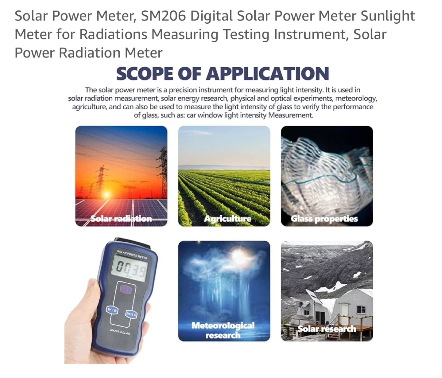 SM206 Digital Solar Power Meter Sunlight Meter