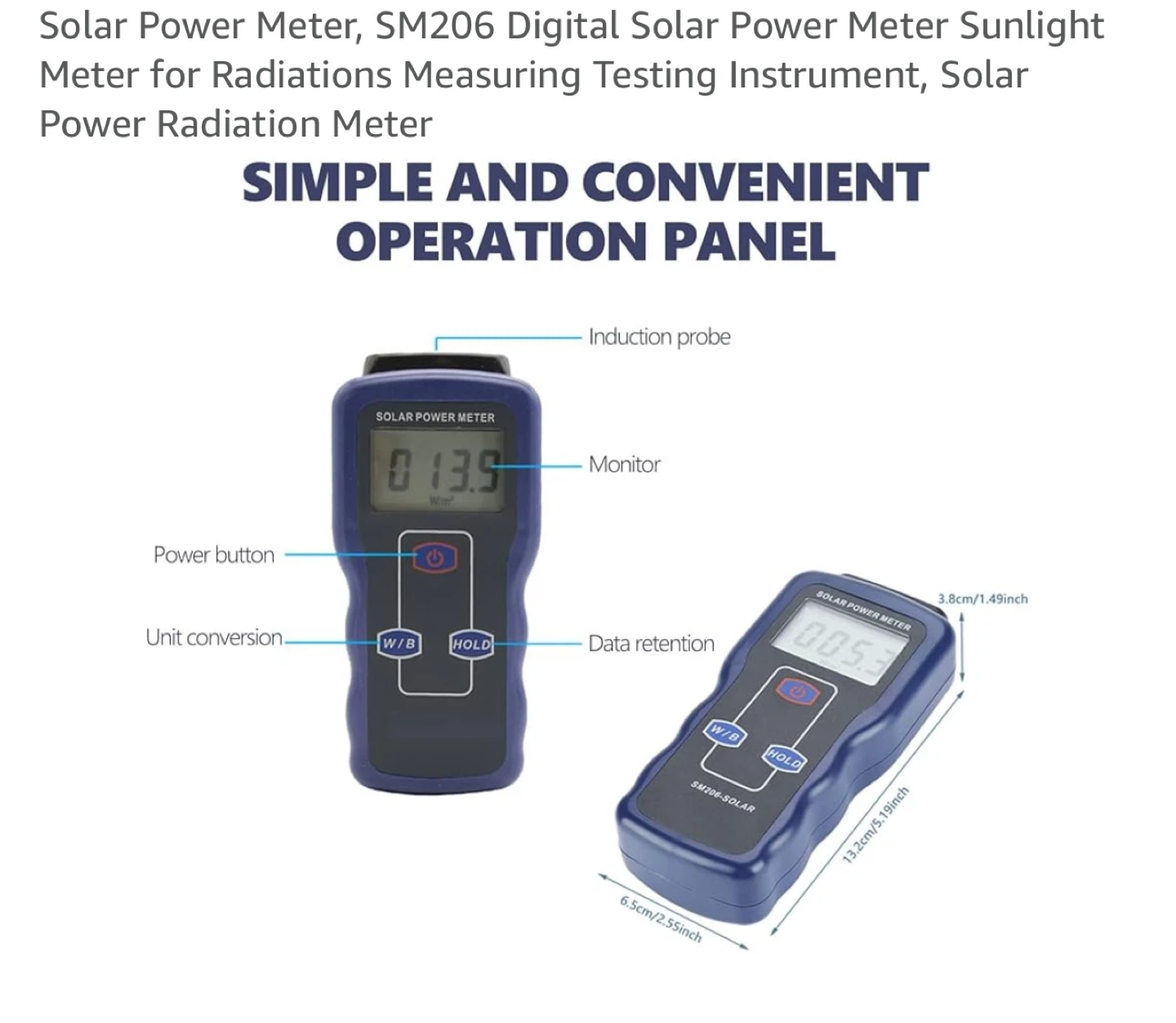 SM206 Digital Solar Power Meter Sunlight Meter - photo 2